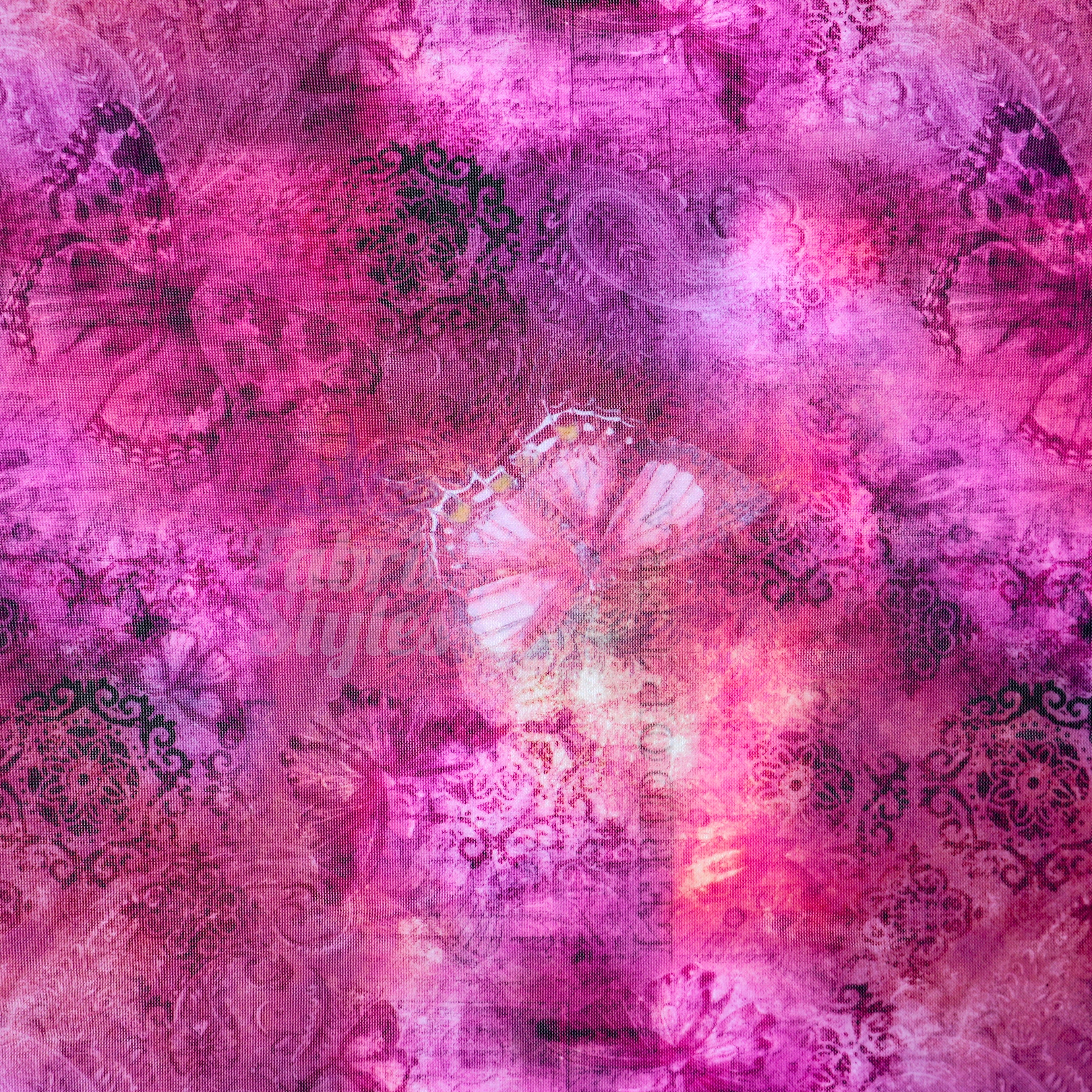Pink Butterfly Power Mesh Fabric