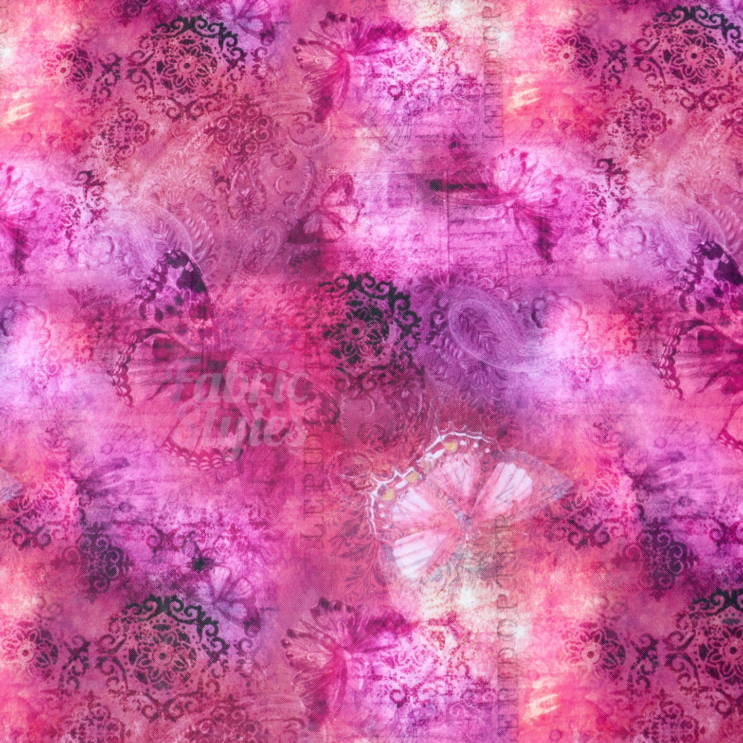 Pink Butterfly Power Mesh Fabric