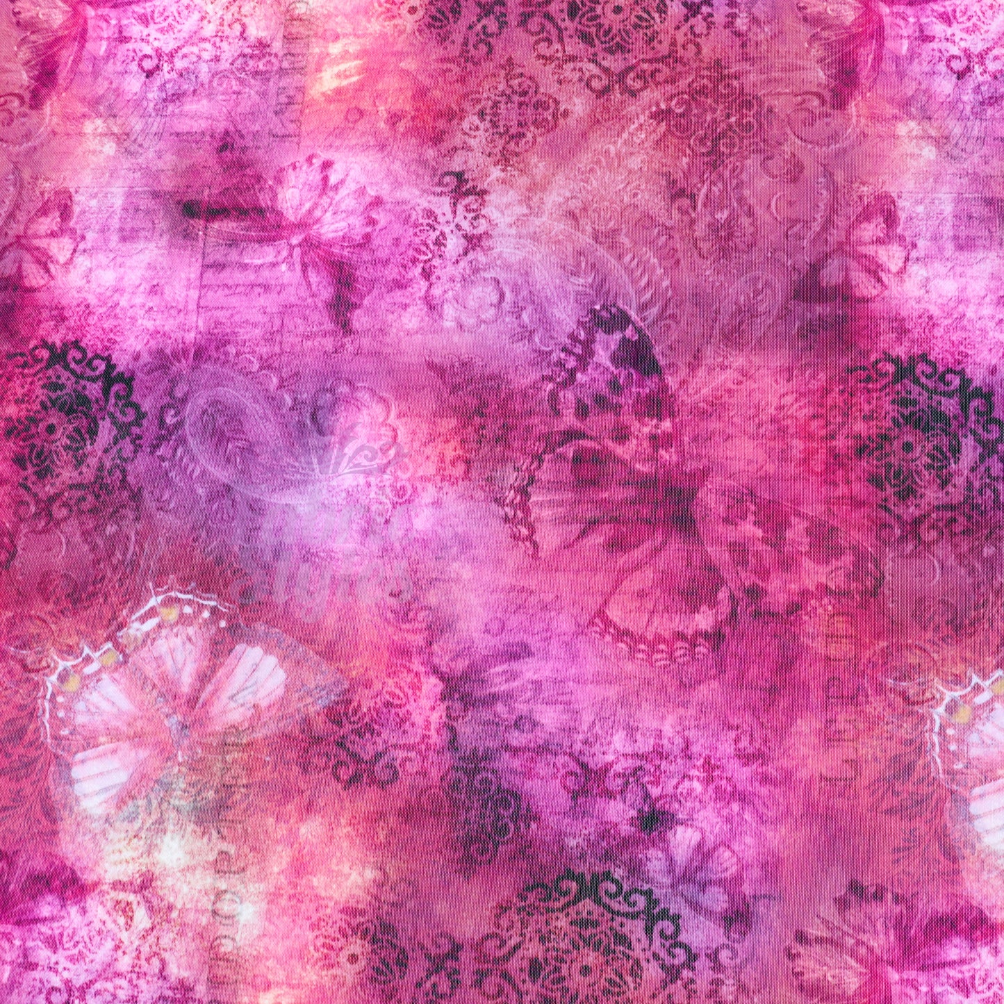 Pink Butterfly Power Mesh Fabric