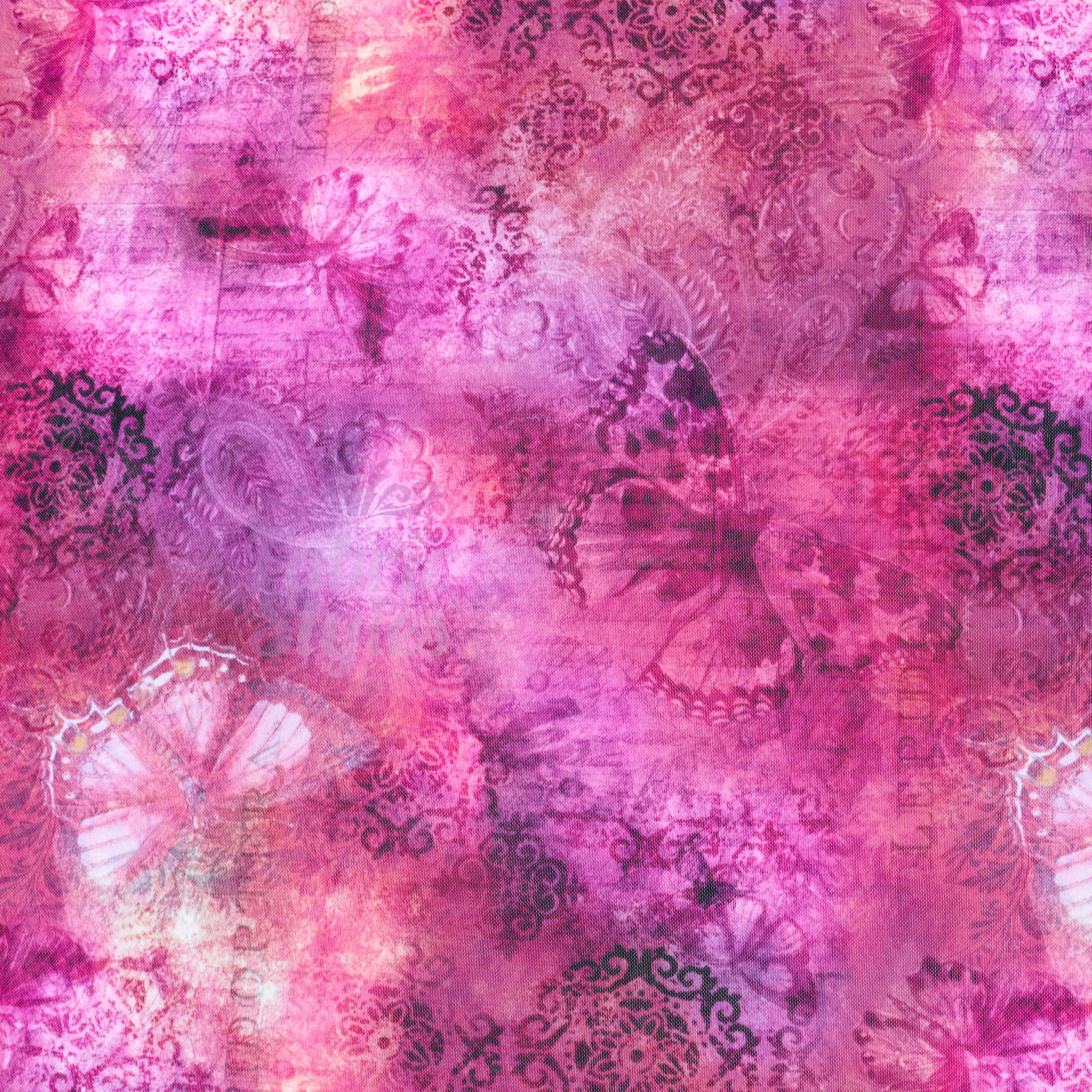 Pink Butterfly Power Mesh Fabric