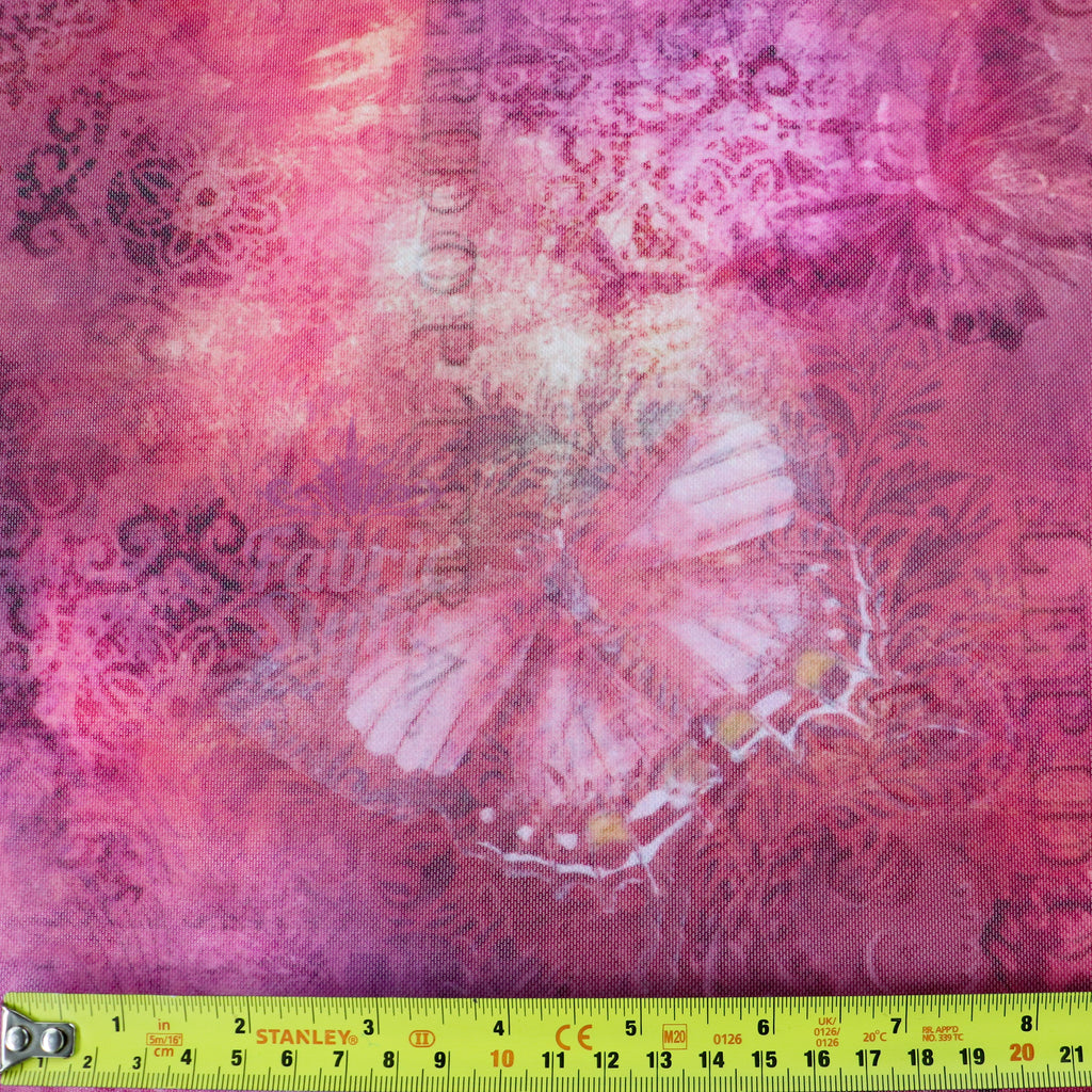 Pink Butterfly Power Mesh Fabric
