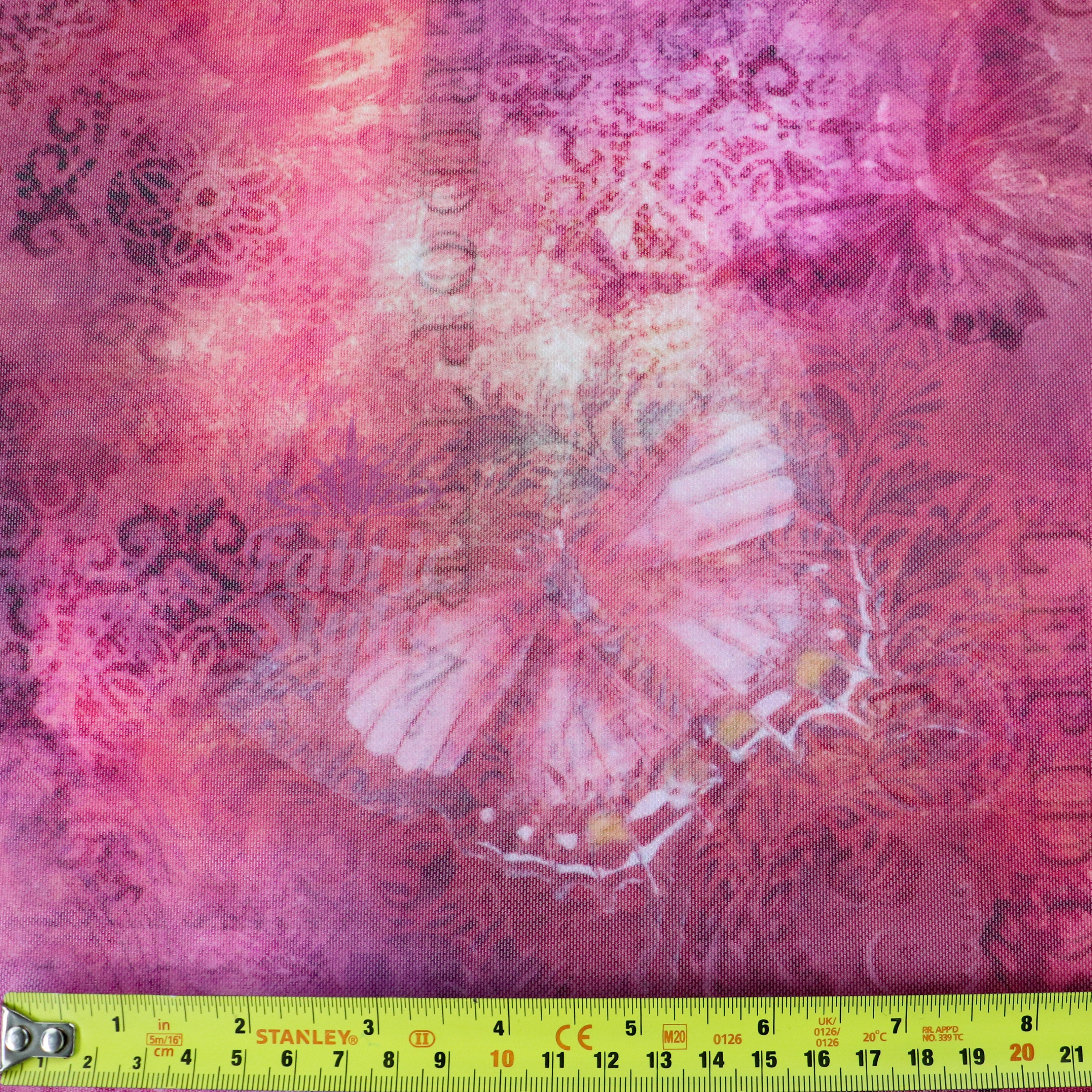 Pink Butterfly Power Mesh Fabric