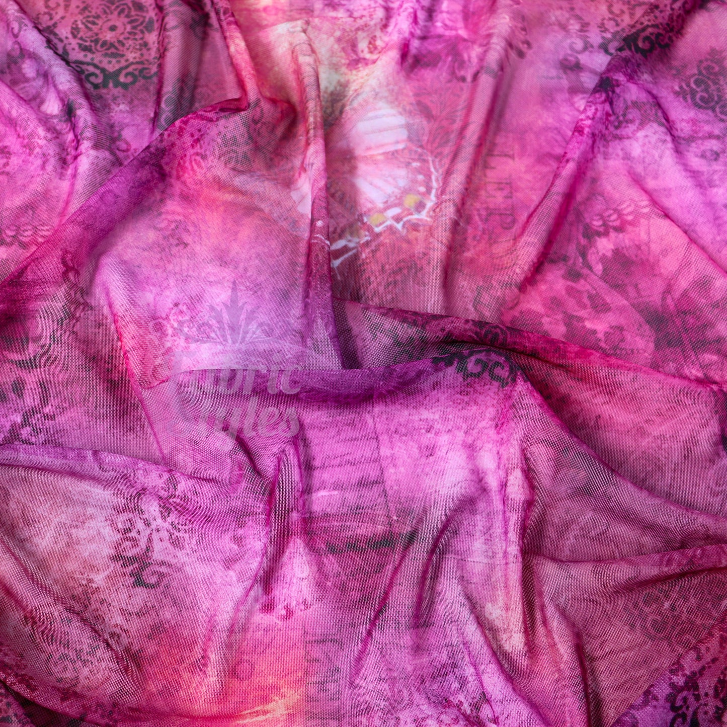 Pink Butterfly Power Mesh Fabric