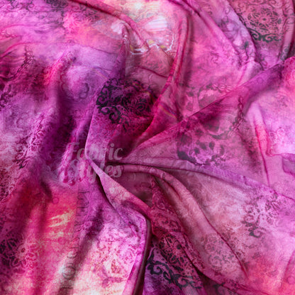 Pink Butterfly Power Mesh Fabric