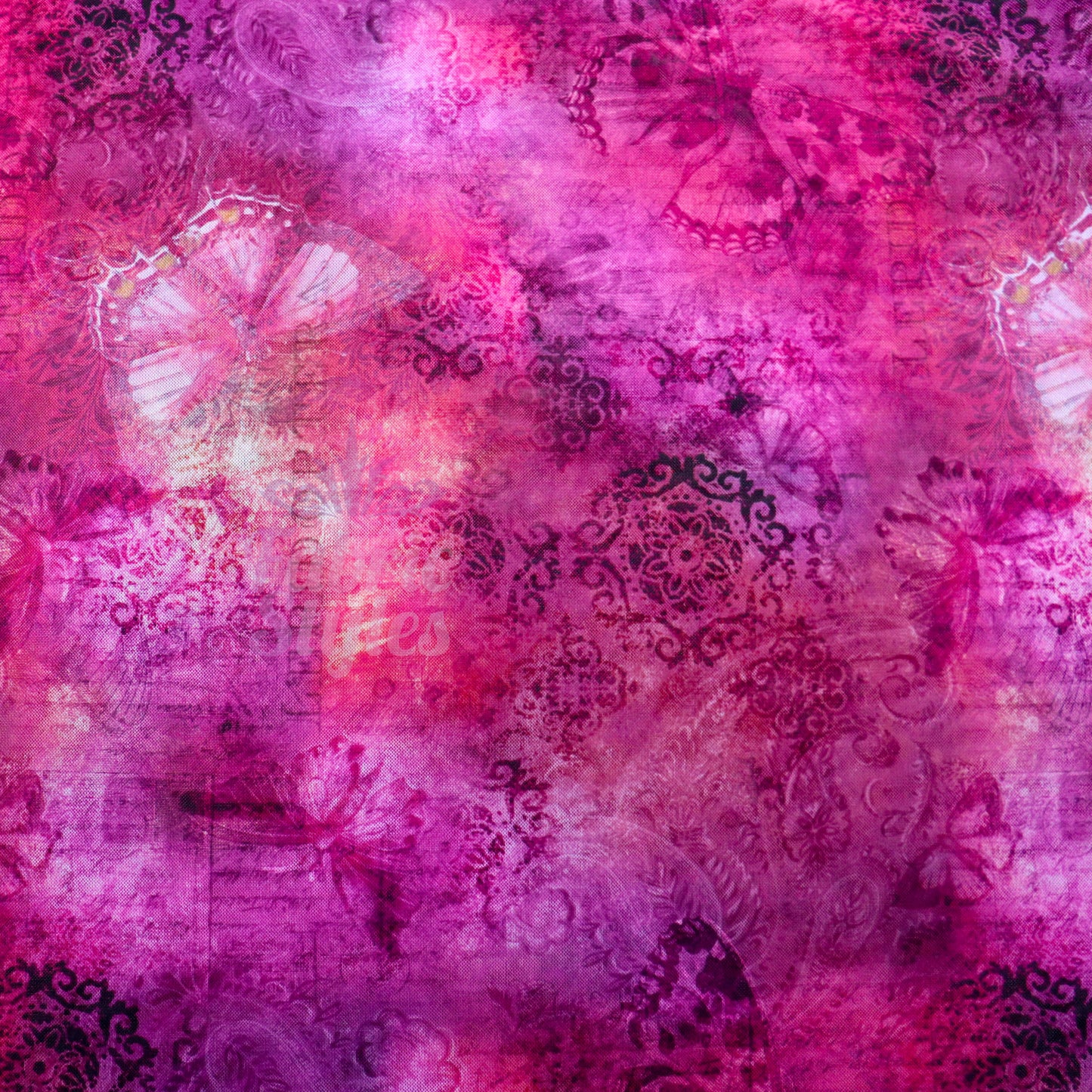 Pink Butterfly Power Mesh Fabric