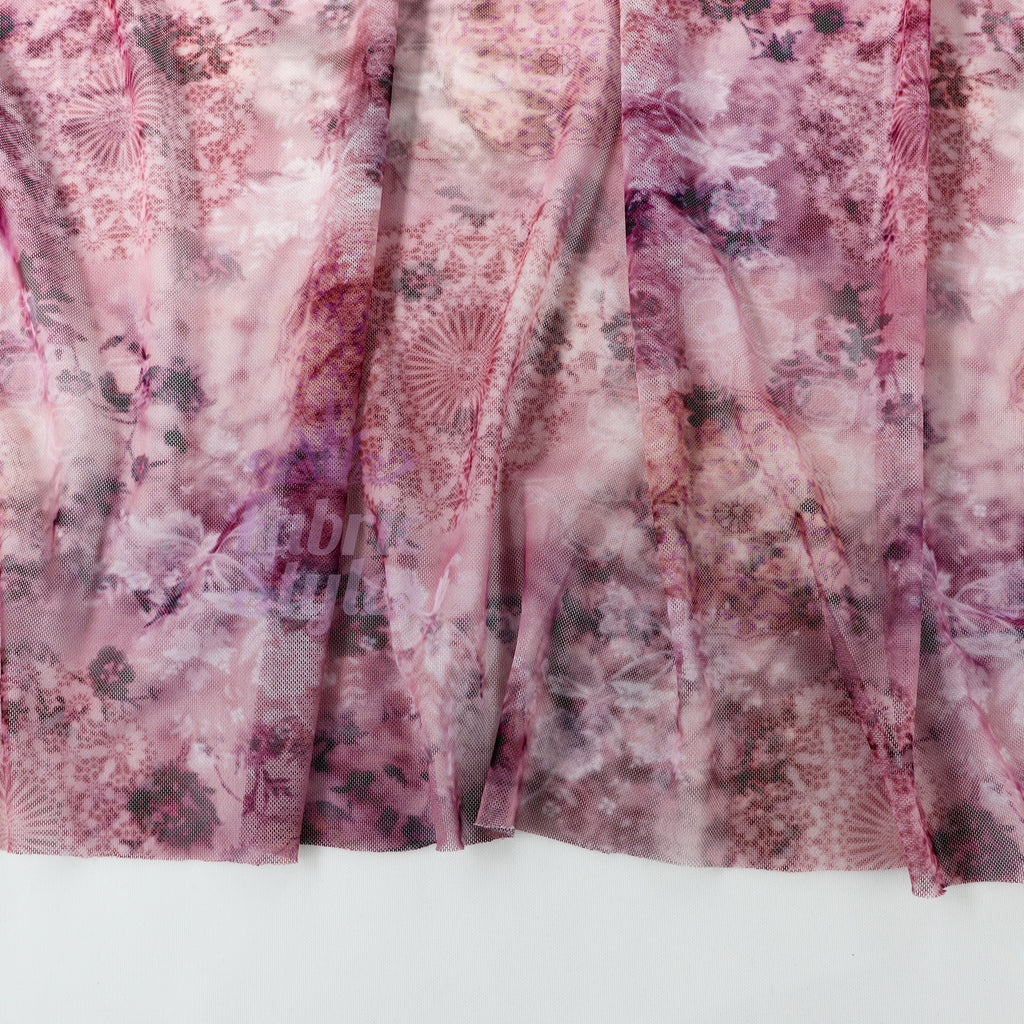Abstract Kaleidoscope Purple Power Mesh Fabric