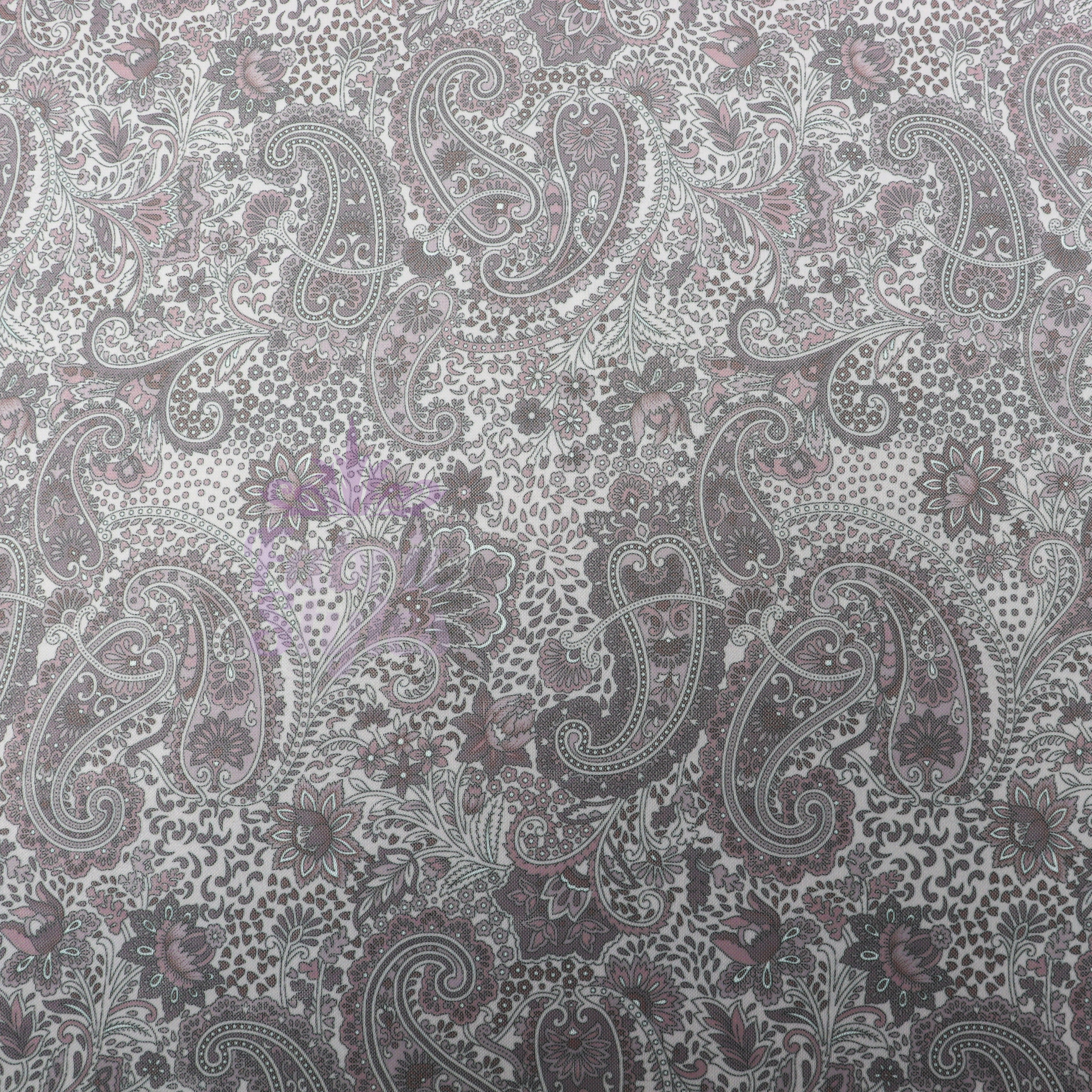 Purple Paisley Power Mesh Fabric