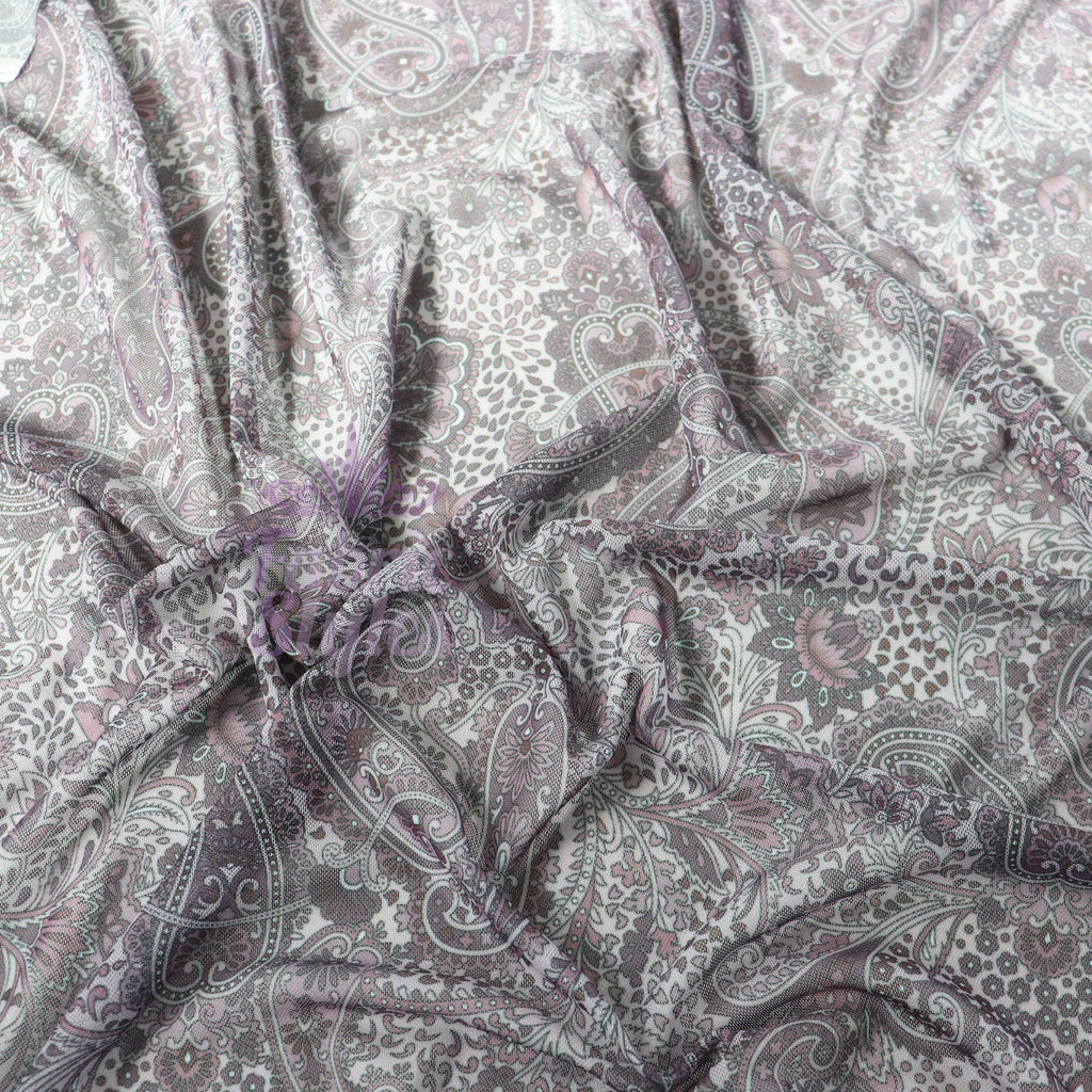 Purple Paisley Power Mesh Fabric
