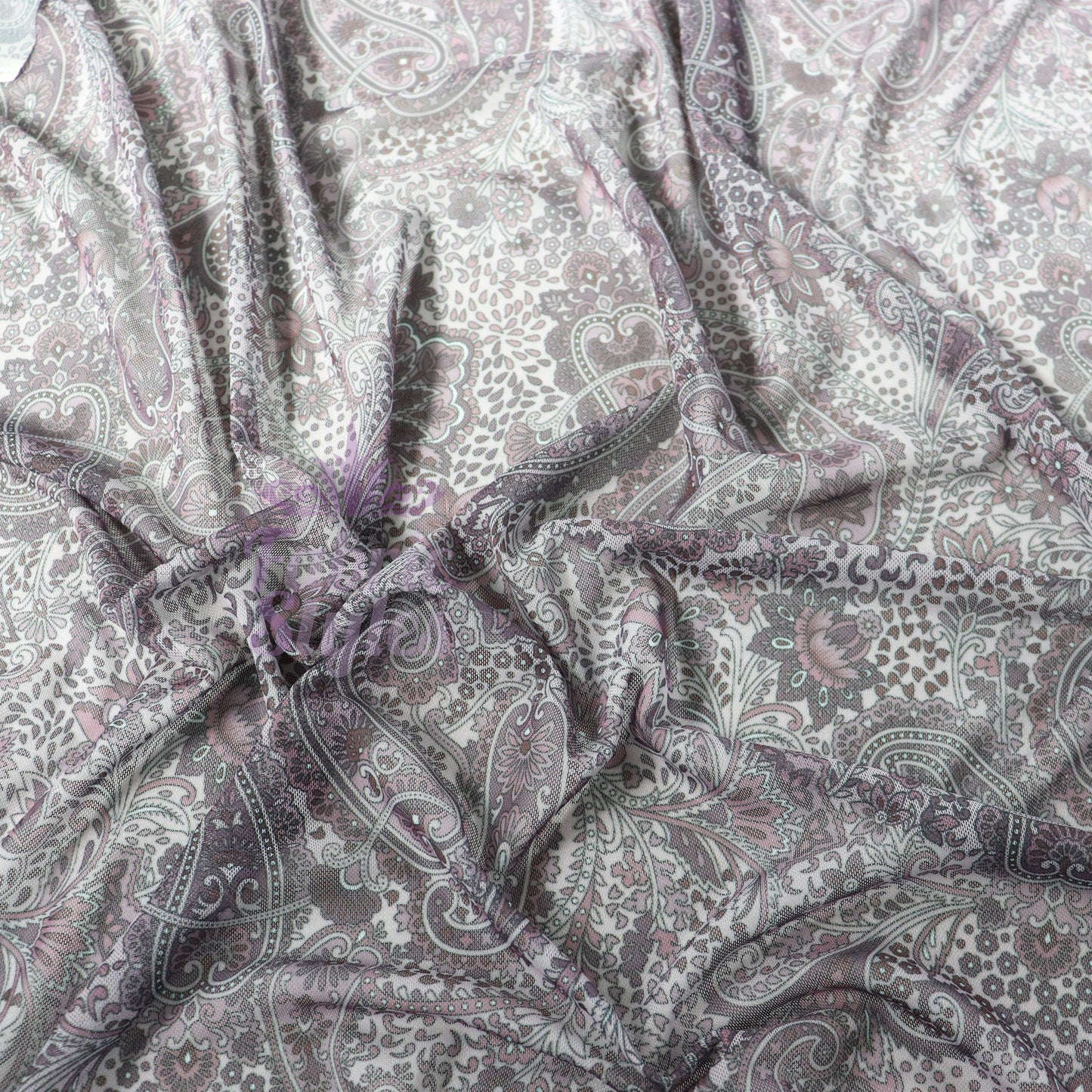 Purple Paisley Power Mesh Fabric