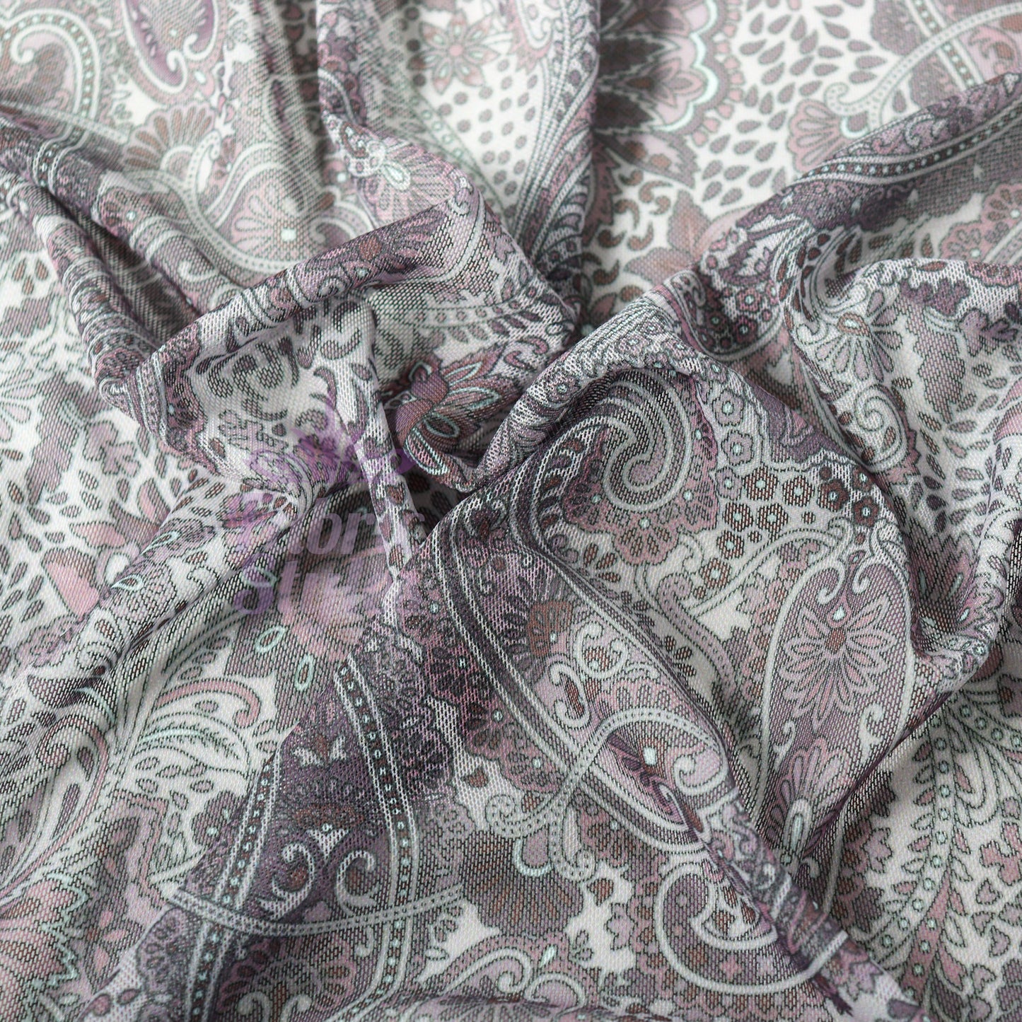 Purple Paisley Power Mesh Fabric