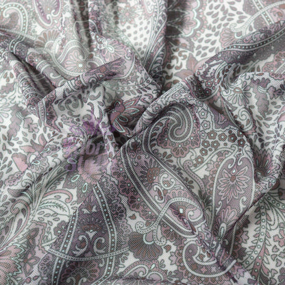 Purple Paisley Power Mesh Fabric
