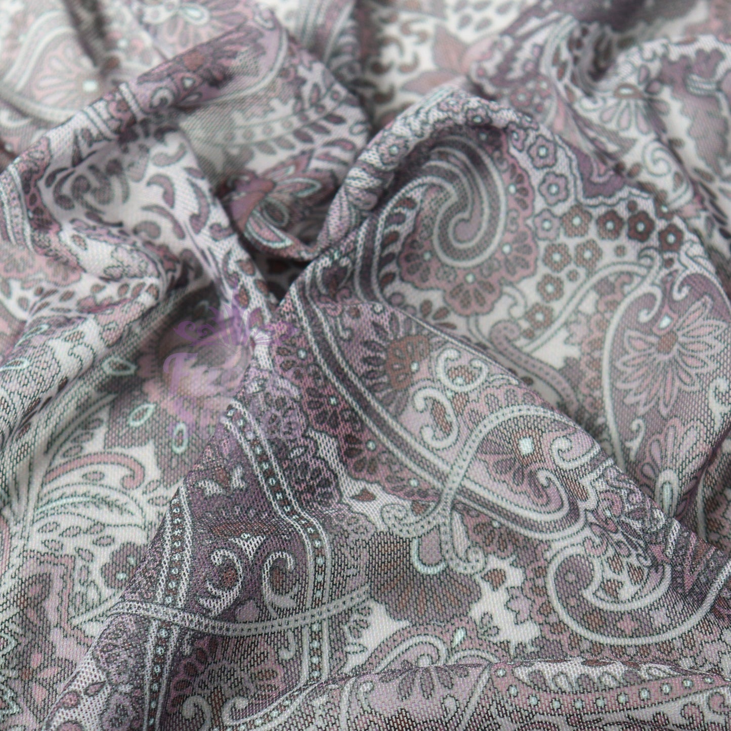 Purple Paisley Power Mesh Fabric