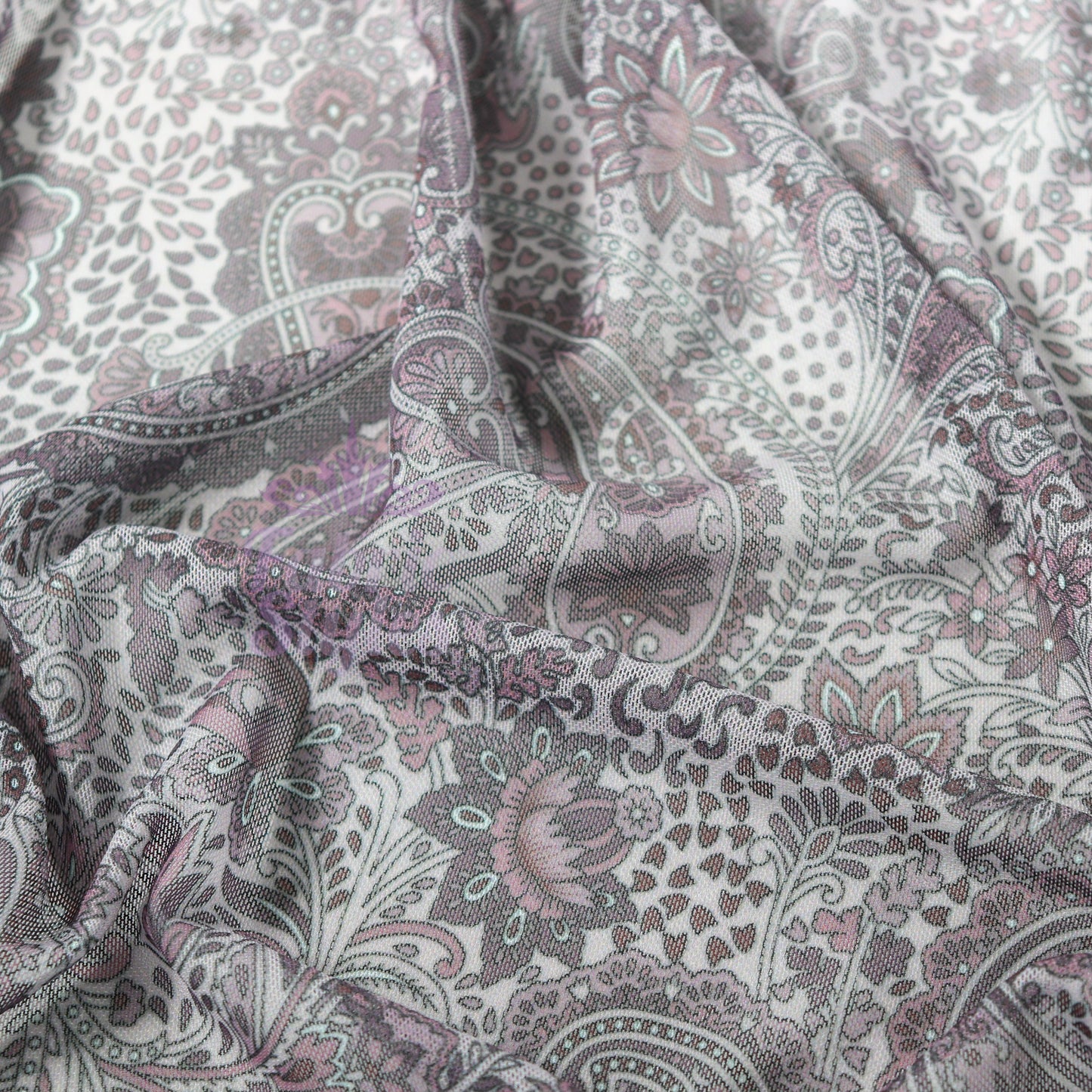 Purple Paisley Power Mesh Fabric