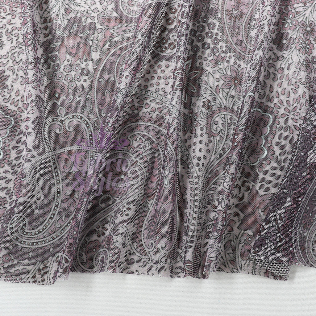 Purple Paisley Power Mesh Fabric
