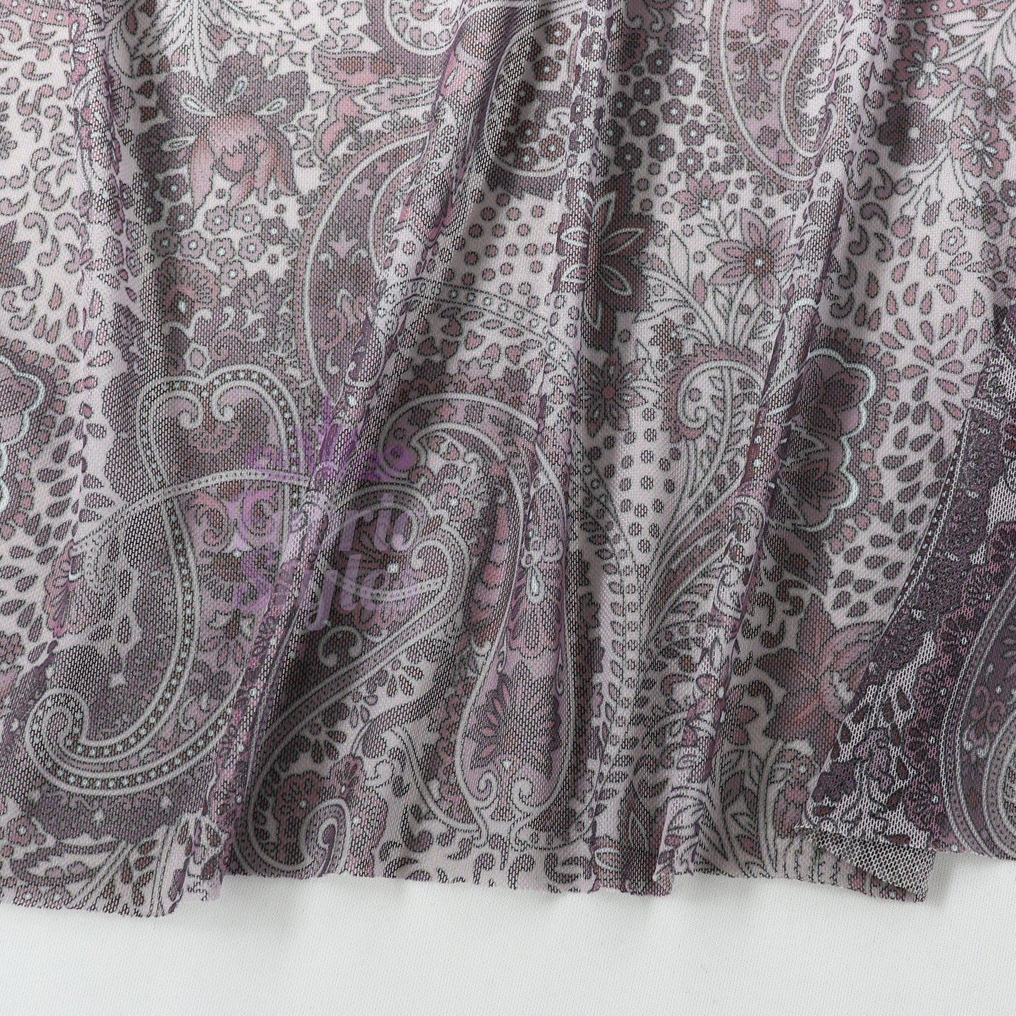 Purple Paisley Power Mesh Fabric