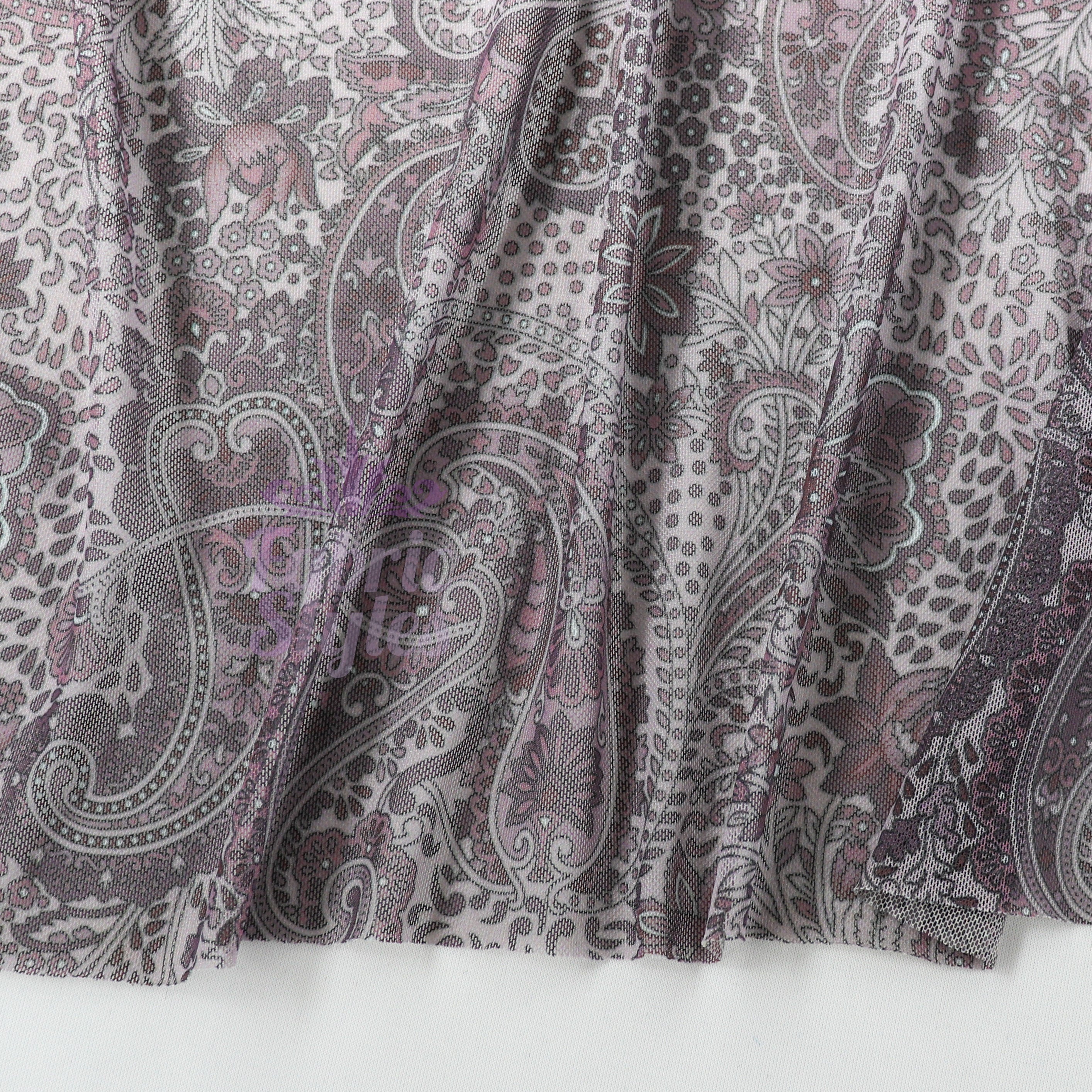 Purple Paisley Power Mesh Fabric