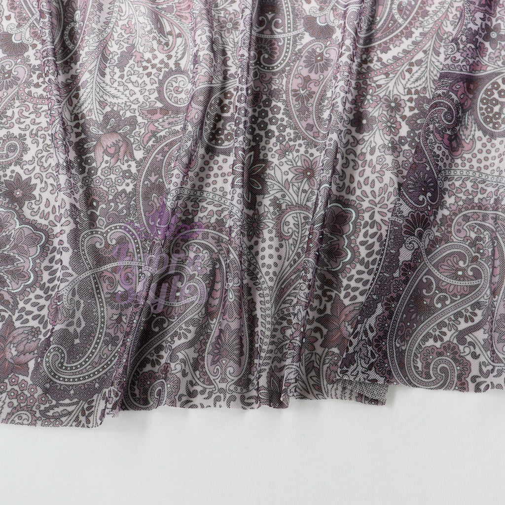 Purple Paisley Power Mesh Fabric
