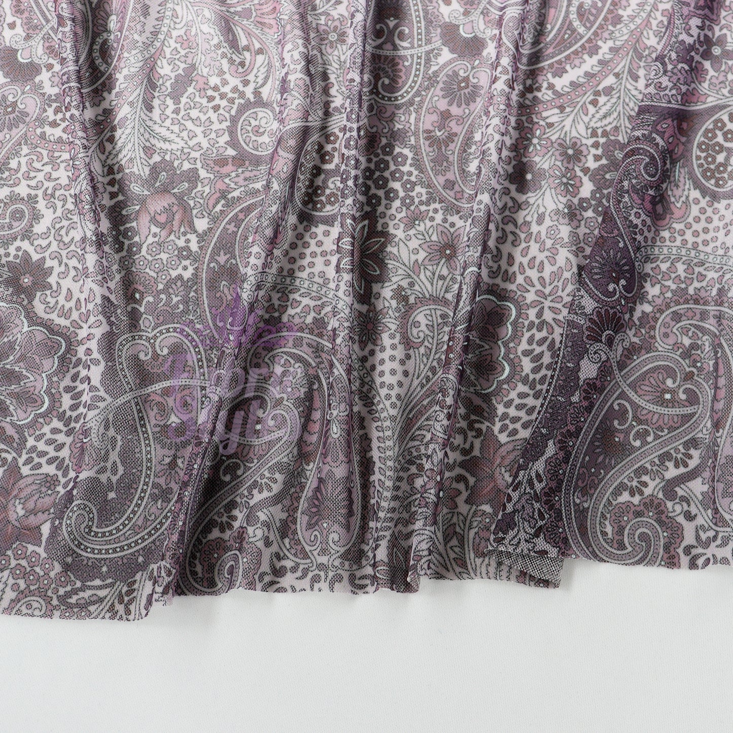 Purple Paisley Power Mesh Fabric