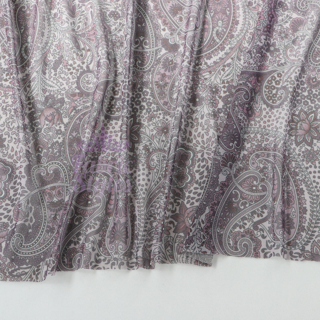 Purple Paisley Power Mesh Fabric
