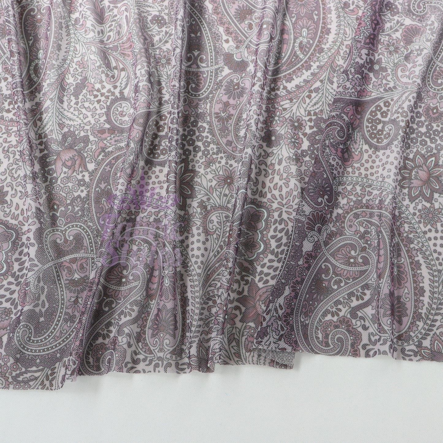 Purple Paisley Power Mesh Fabric