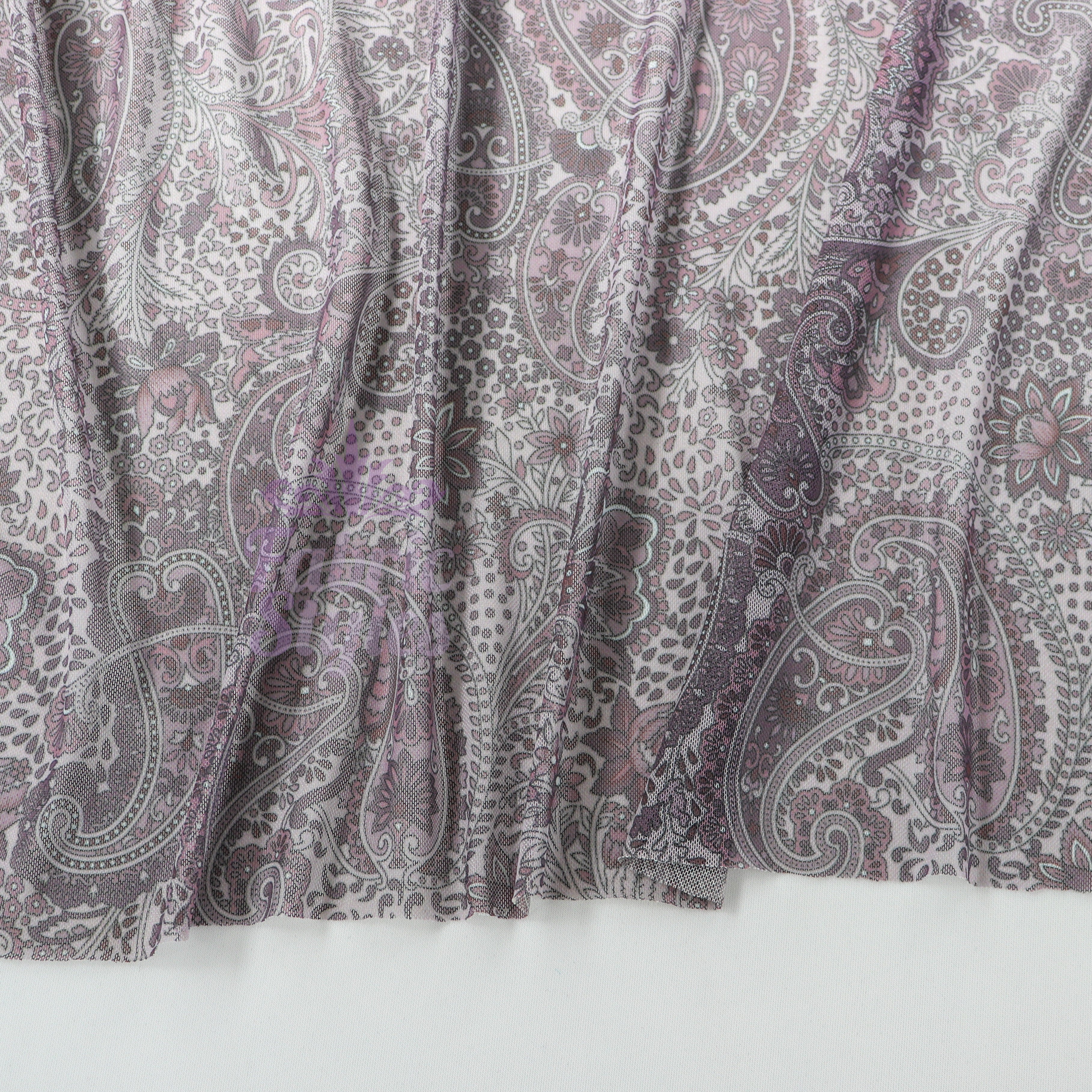 Purple Paisley Power Mesh Fabric
