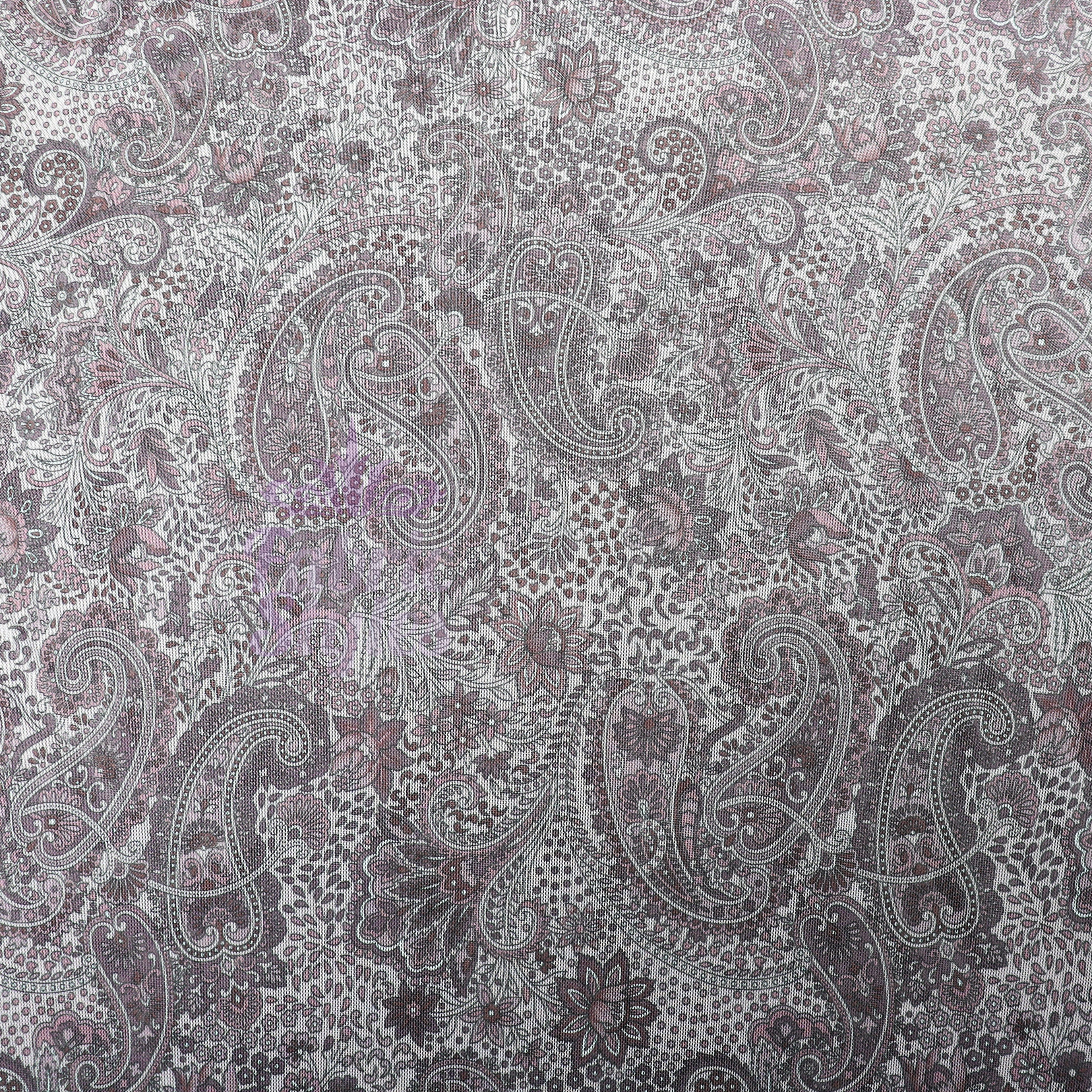Purple Paisley Power Mesh Fabric
