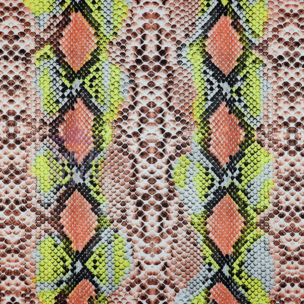 Snake Skin Scuba Stretch Knit Fabric Orange & Yellow
