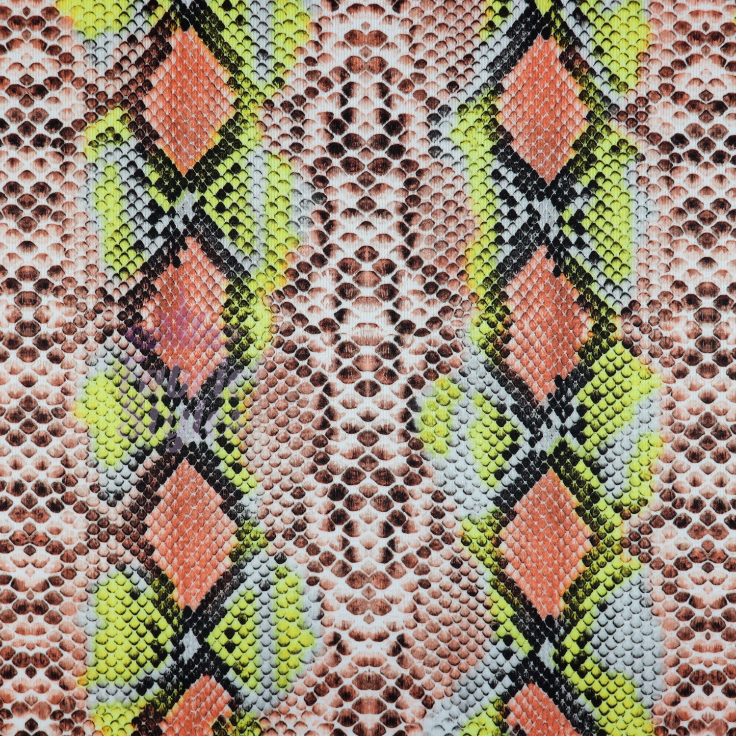 Snake Skin Scuba Stretch Knit Fabric Orange & Yellow
