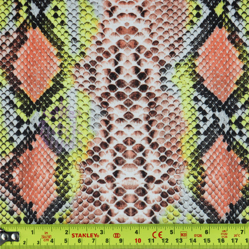 Snake Skin Scuba Stretch Knit Fabric Orange & Yellow