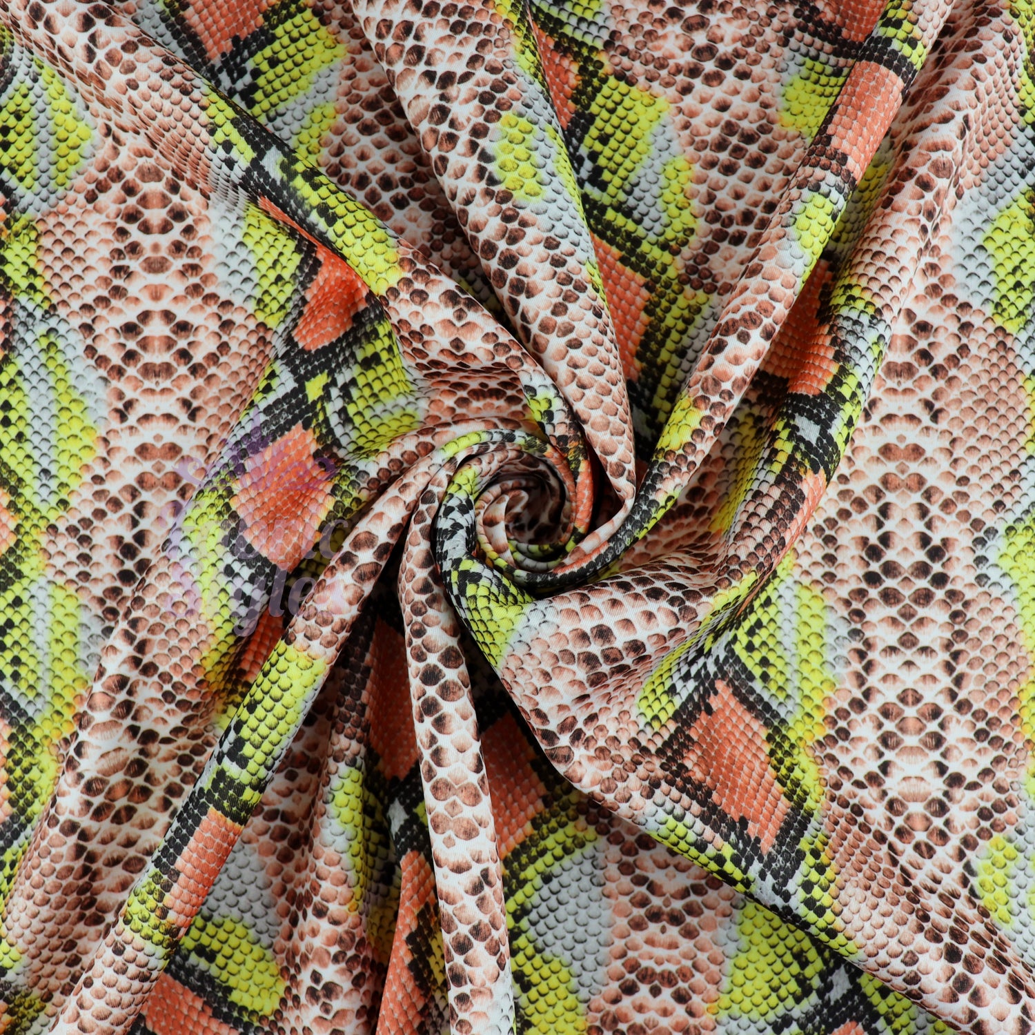 Snake Skin Scuba Stretch Knit Fabric Orange & Yellow