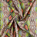 FS062_7 Snake Skin Scuba Stretch Knit Fabric Orange & Yellow