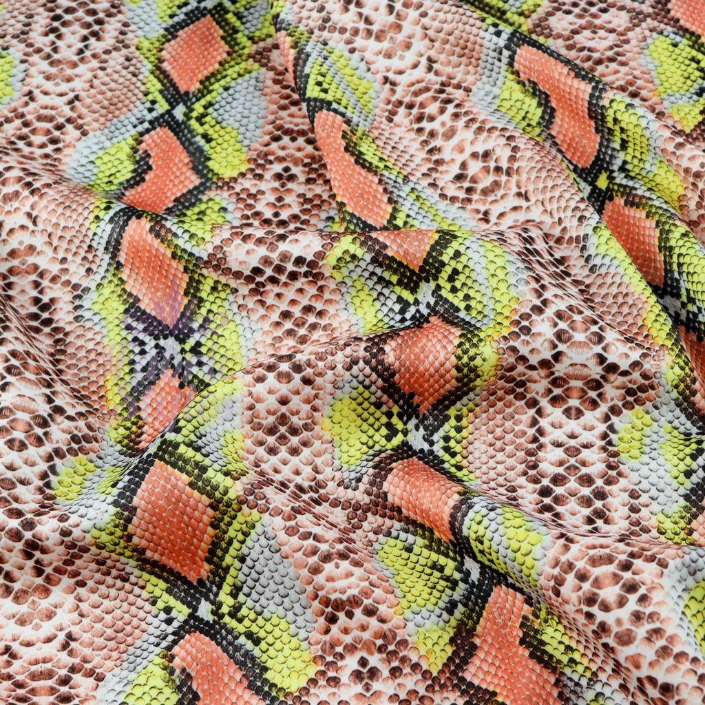 Snake Skin Scuba Stretch Knit Fabric Orange & Yellow