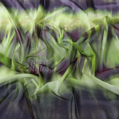 Green Black Tie Dye Paisley Power Mesh Fabric