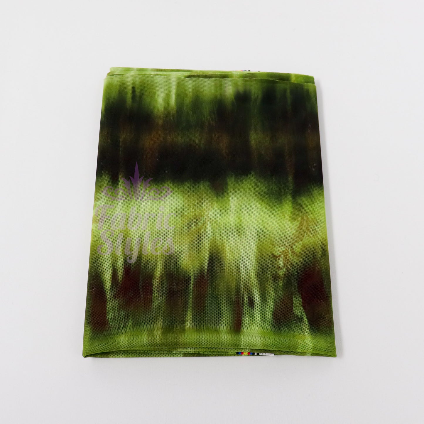 Green Black Tie Dye Paisley Power Mesh Fabric