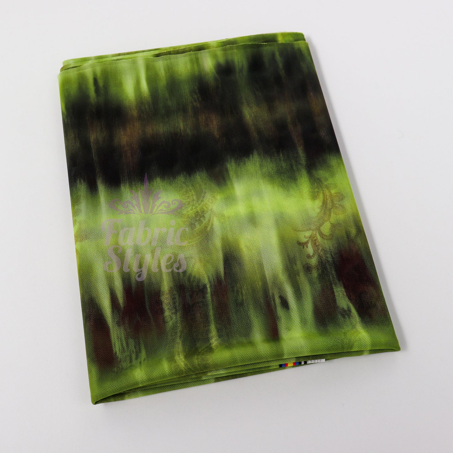 Green Black Tie Dye Paisley Power Mesh Fabric