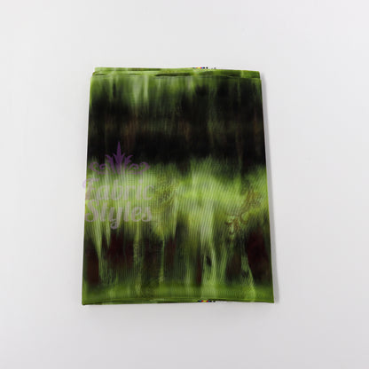 Green Black Tie Dye Paisley Power Mesh Fabric