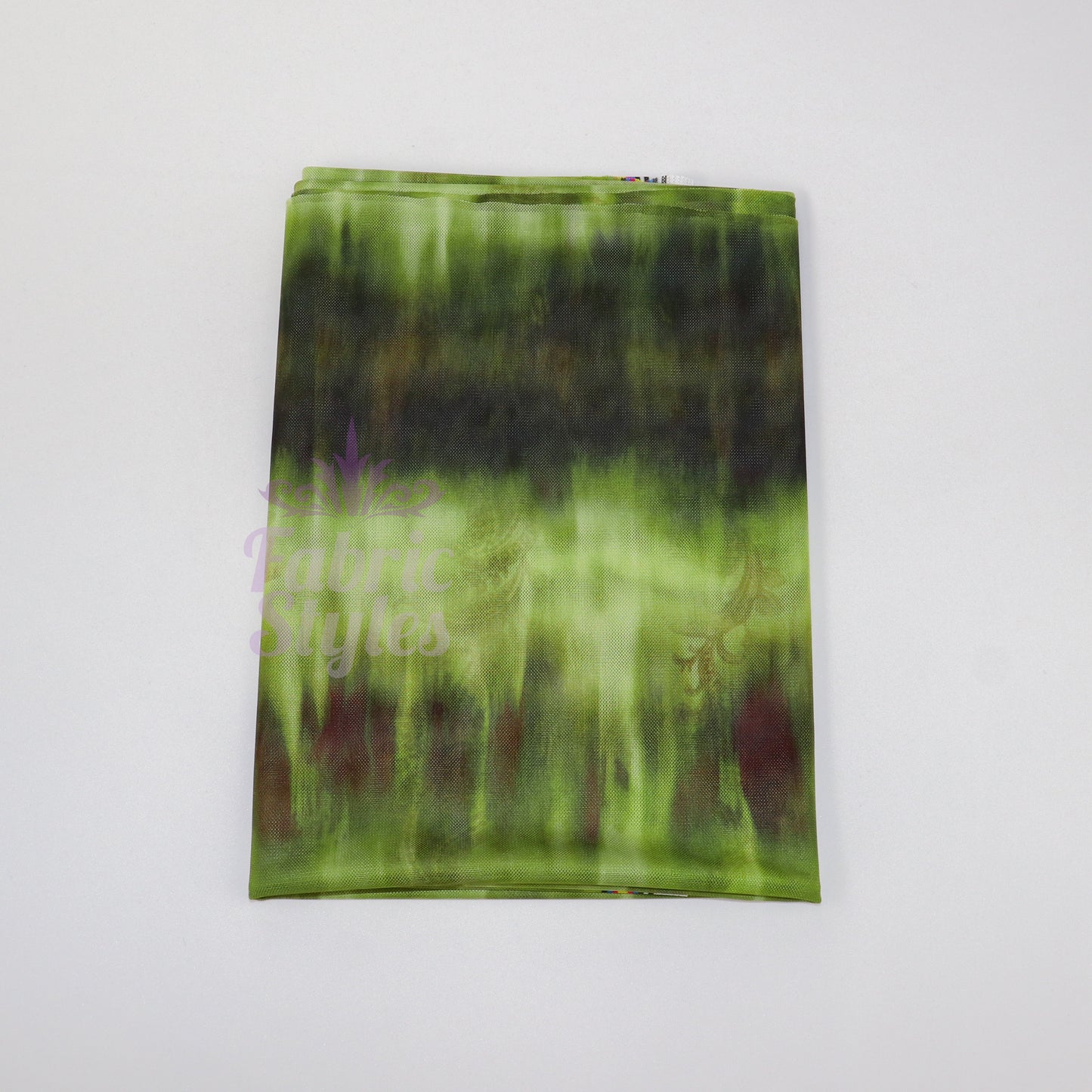 Green Black Tie Dye Paisley Power Mesh Fabric