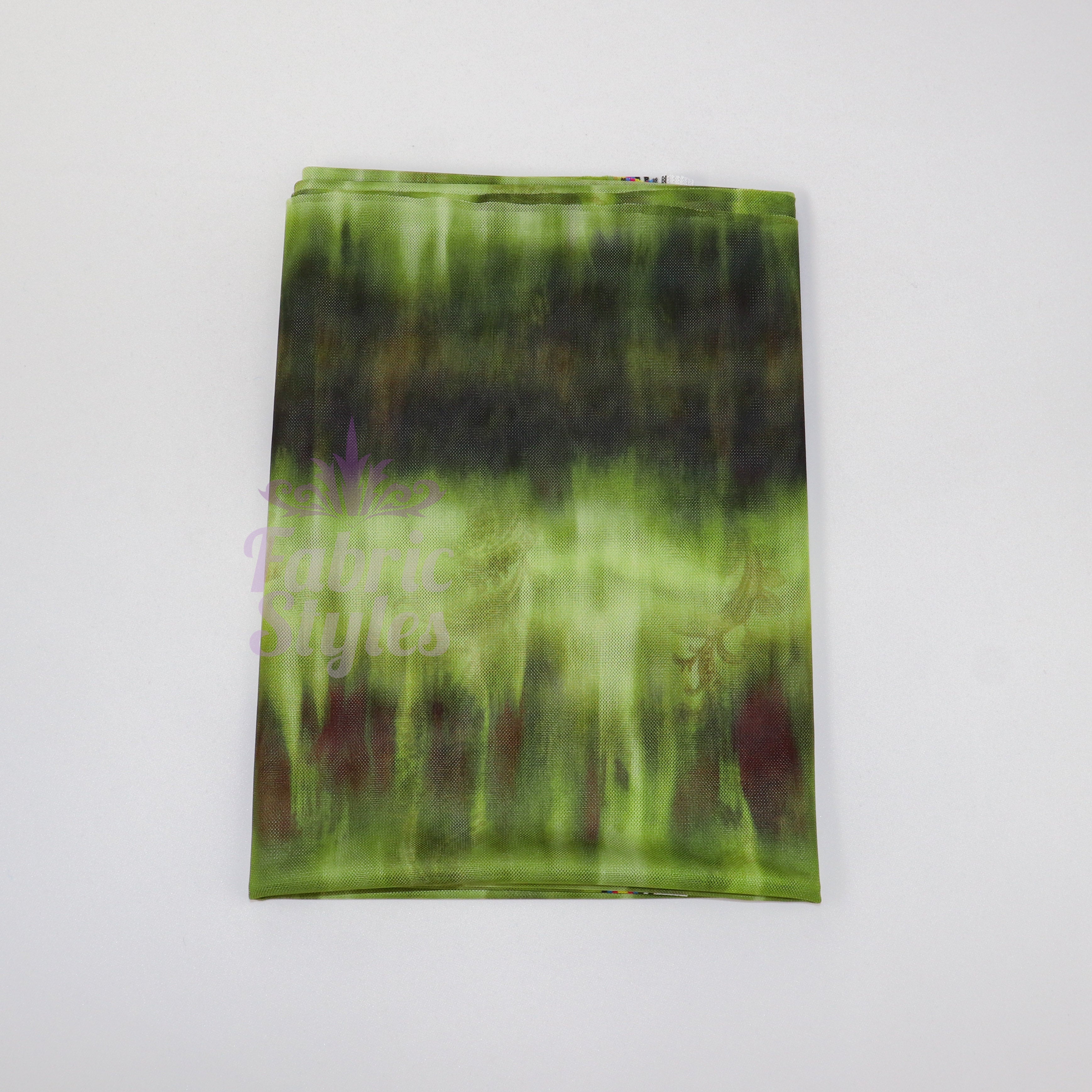 Green Black Tie Dye Paisley Power Mesh Fabric