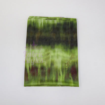 Green Black Tie Dye Paisley Power Mesh Fabric