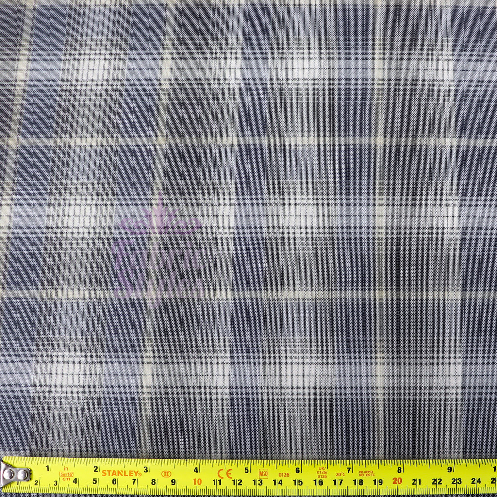 Navy Tartan Power Mesh Fabric