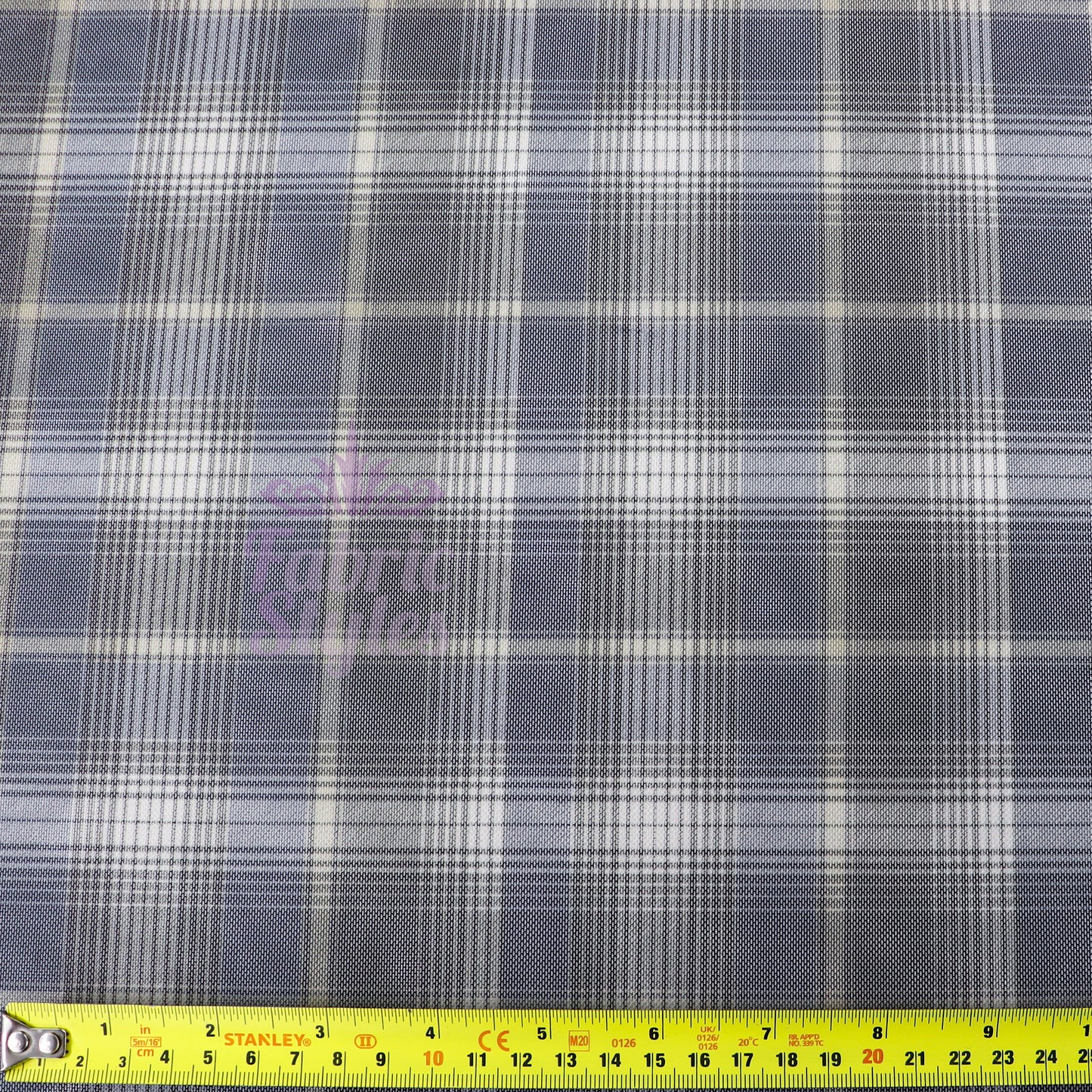 Navy Tartan Power Mesh Fabric