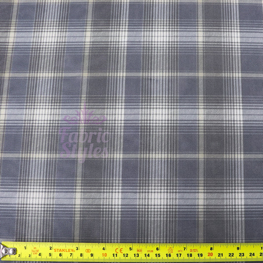 Navy Tartan Power Mesh Fabric