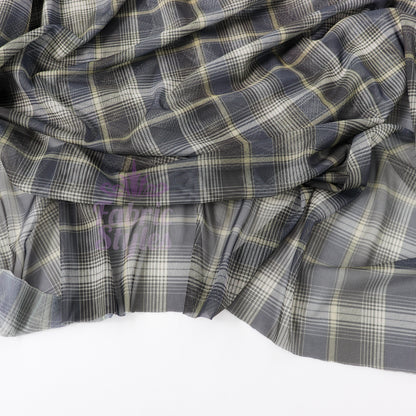 Navy Tartan Power Mesh Fabric