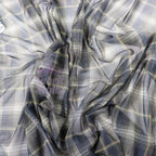 Navy Tartan Power Mesh Fabric