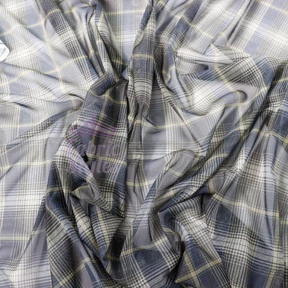 Navy Tartan Power Mesh Fabric