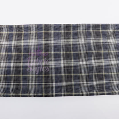 Navy Tartan Power Mesh Fabric