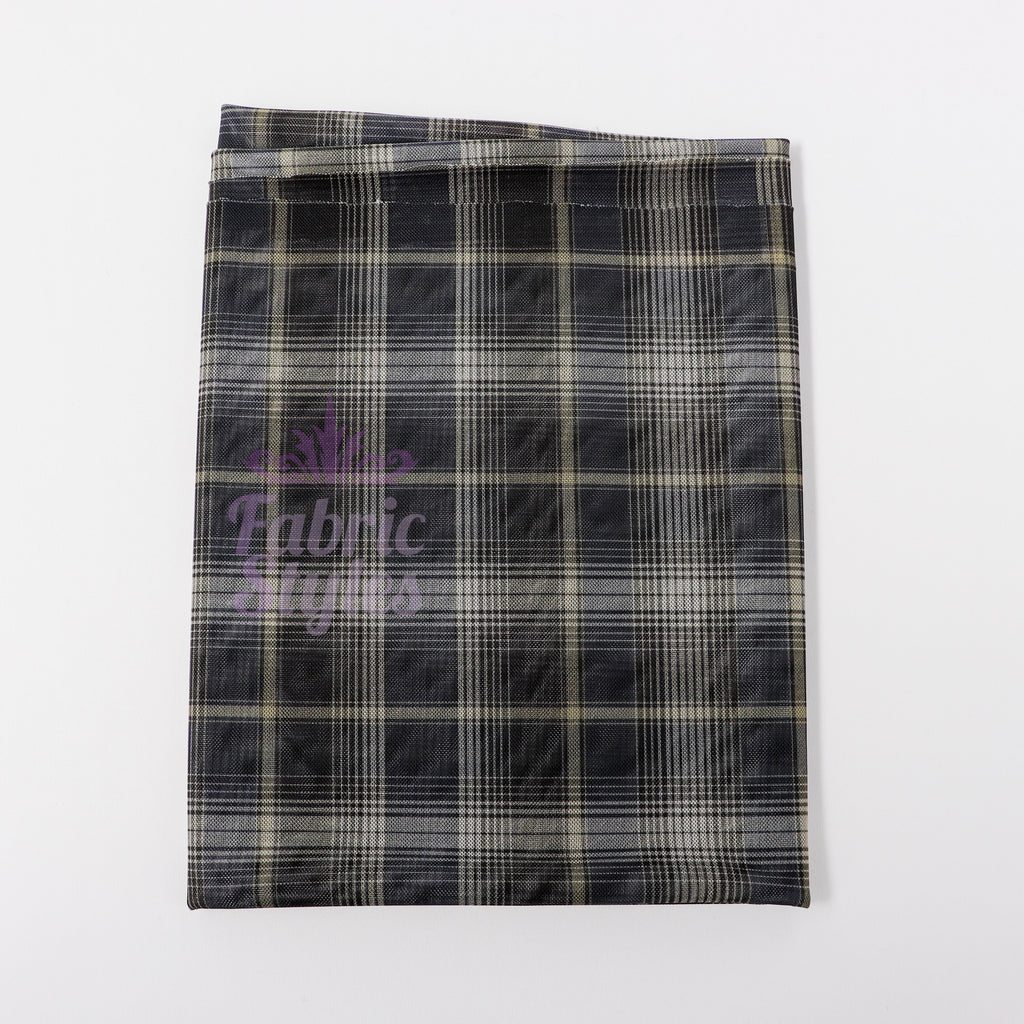 Navy Tartan Power Mesh Fabric