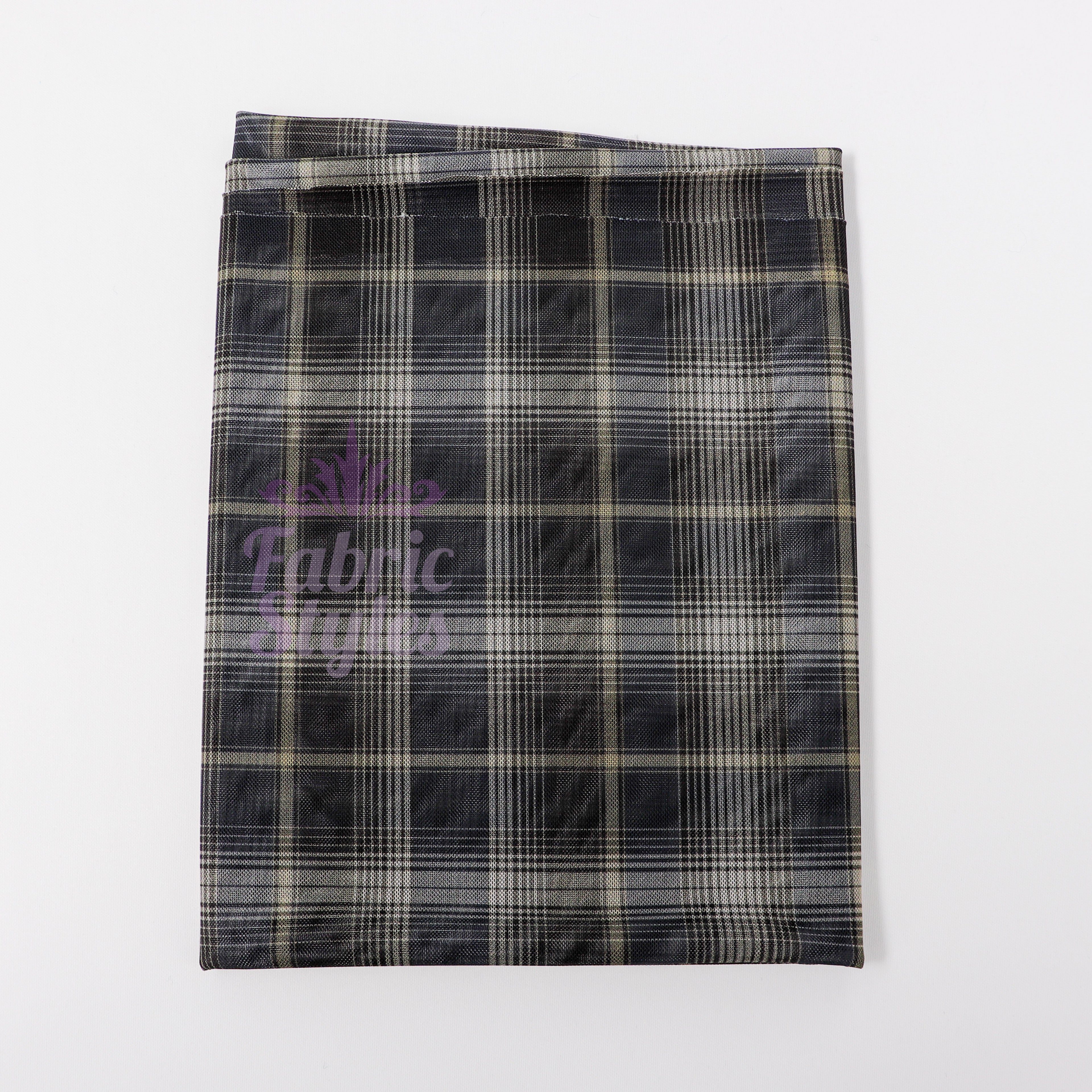 Navy Tartan Power Mesh Fabric