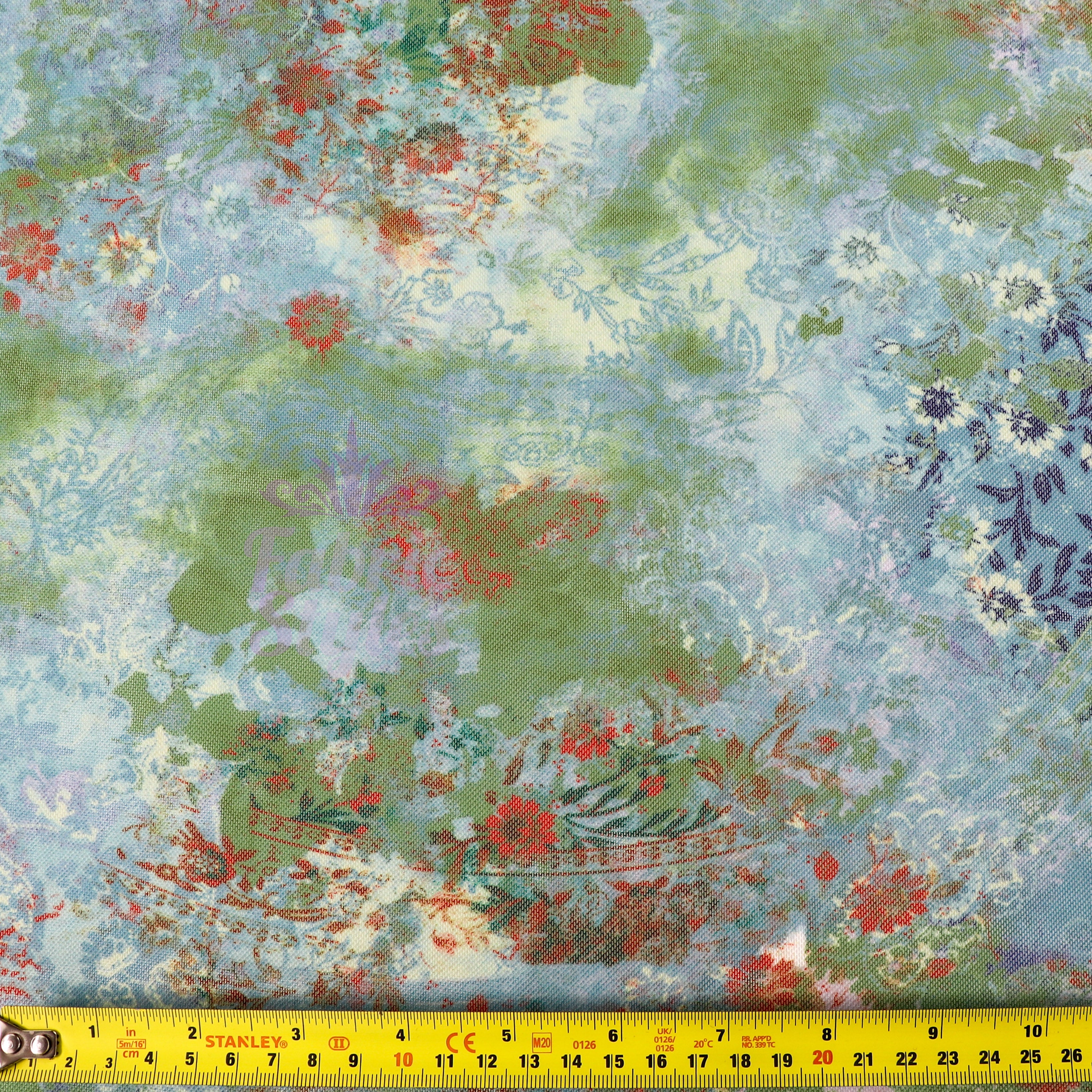 Green Floral Power Mesh Fabric