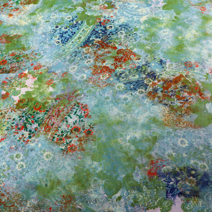 Green Floral Power Mesh Fabric